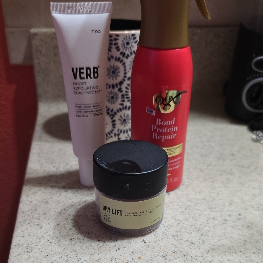 Verb Ghost Exfoliating Scalp Nectar and OGX Bond Protein Repair Set